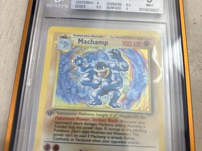 1999 Pokémon Machamp Holo 1st Edition BGS 9 Mint Graded Card