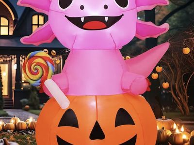 Halloween Pink Axolotl Pumpkin Inflatable Home Decor Decoration Prop