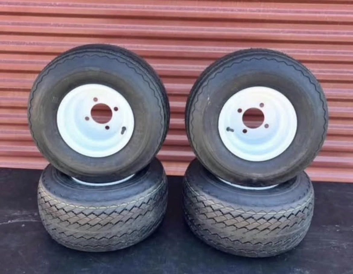 New Set of 4 Wanda 18X8.5-8 Golf Cart Tires Mounted on New White Wheels $160.00 For Set of 4