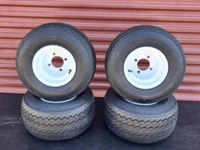 New Set of 4 Wanda 18X8.5-8 Golf Cart Tires Mounted on New White Wheels $160.00 For Set of 4