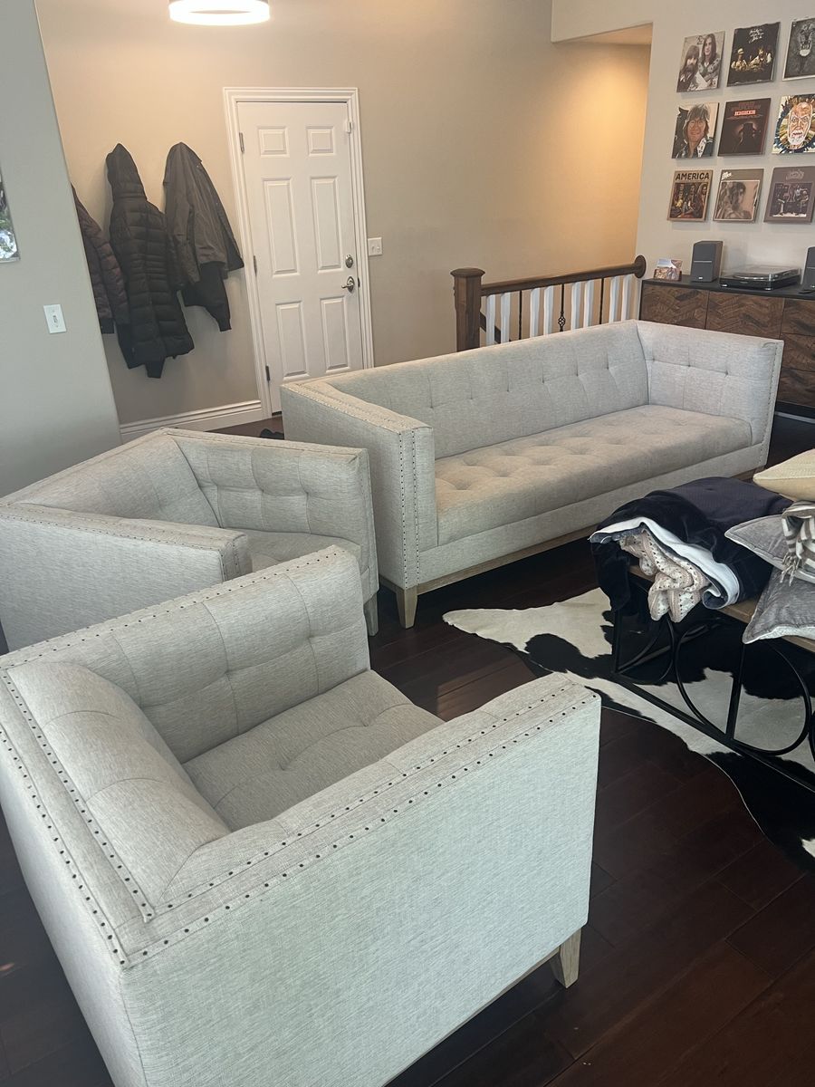 Modern Neutral Sofa + 2 Matching Chairs