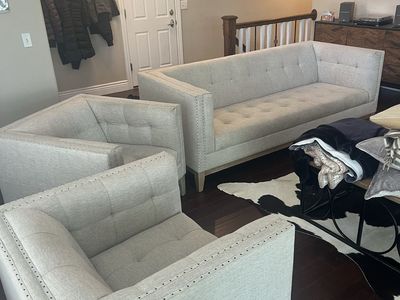 Modern Neutral Sofa + 2 Matching Chairs