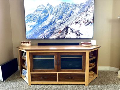Custom hand made Maple & Walnut TV Stand / Entertainment Center with Glass Doors