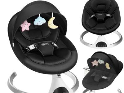 HARPPA Electric Baby Swing, Infant Swing with Remote Control, 5 Sway Speeds, Black