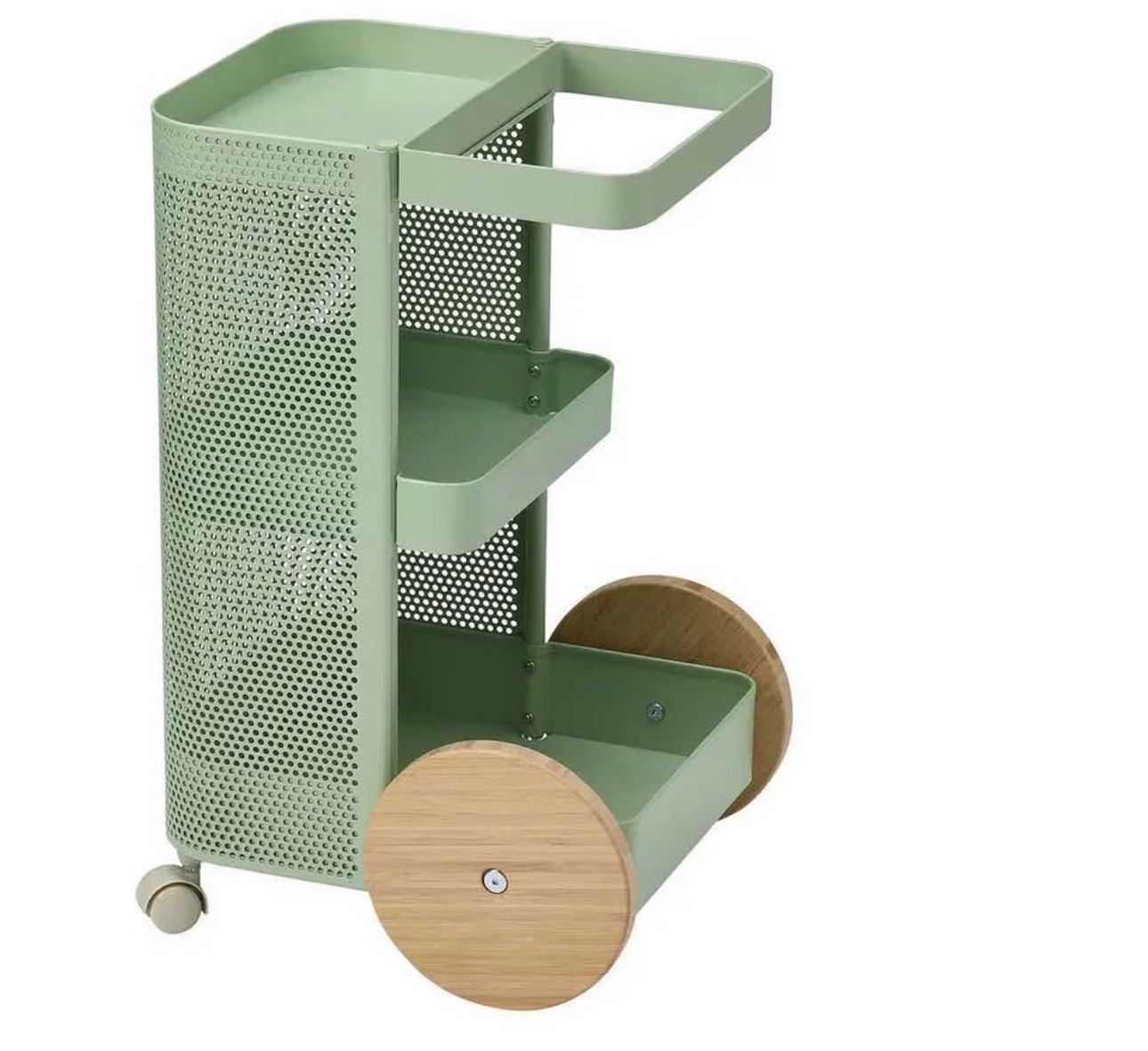 IKEA Dajlien Green Utility Art Cart Bamboo Wheels