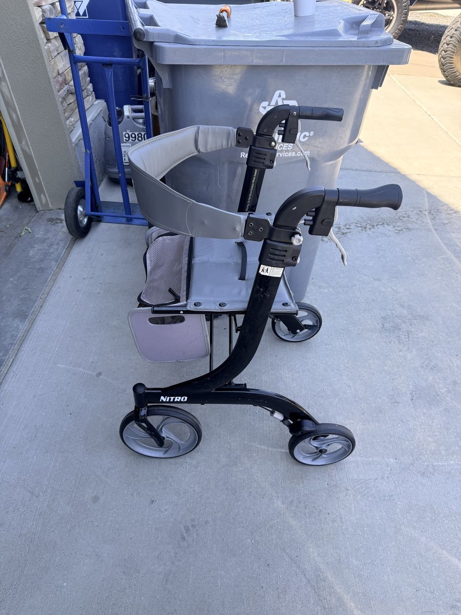 Drive Medical Nitro Rollator Walker - Black, Foldable, with Seat & Storage - Used