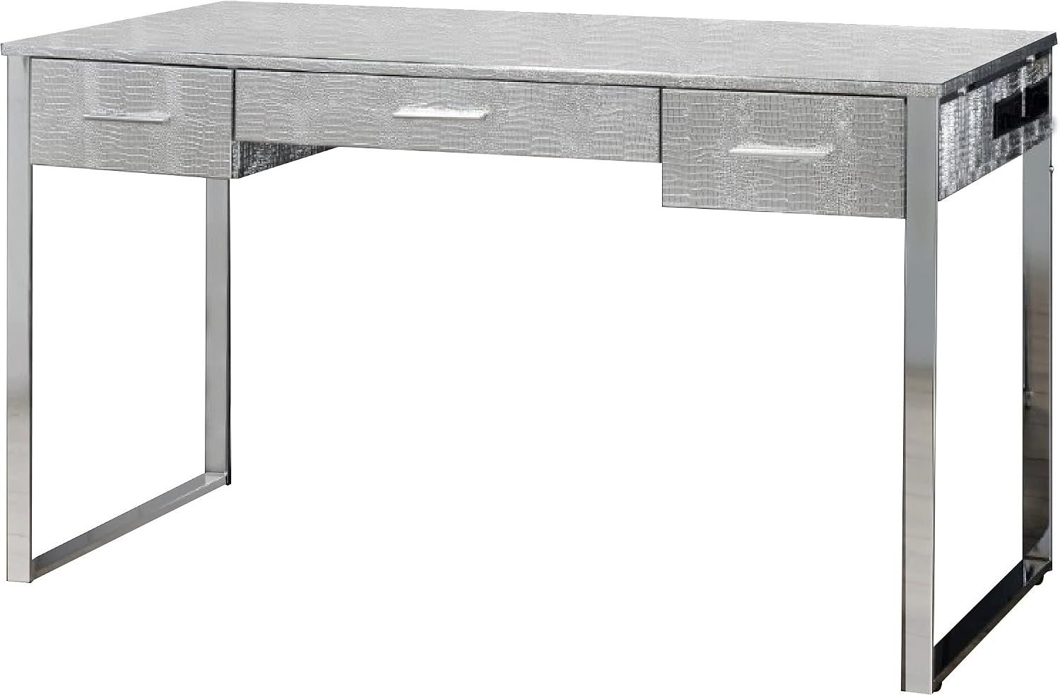 Benjara San 43"L x 20"w x 30"h Grey Textured Vanity Desk