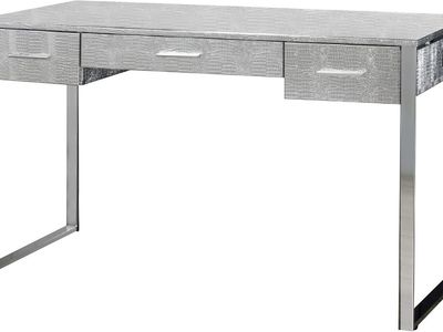 Benjara San 43"L x 20"w x 30"h Grey Textured Vanity Desk