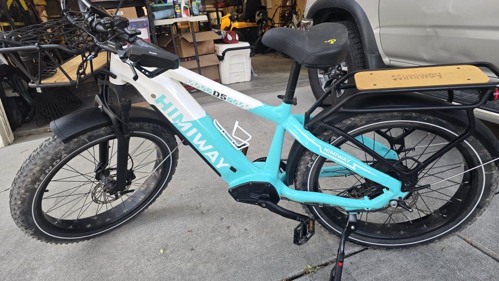 Himiway D5 Zebra Step-Thru Electric Fat Tire Bike - Teal & White
