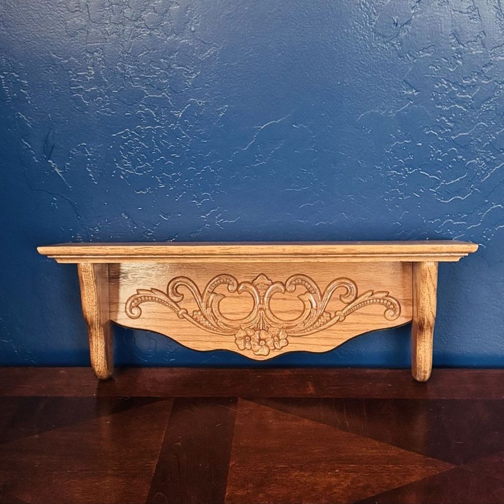 Vintage Ornate Floral Solid Wood Wall Shelf