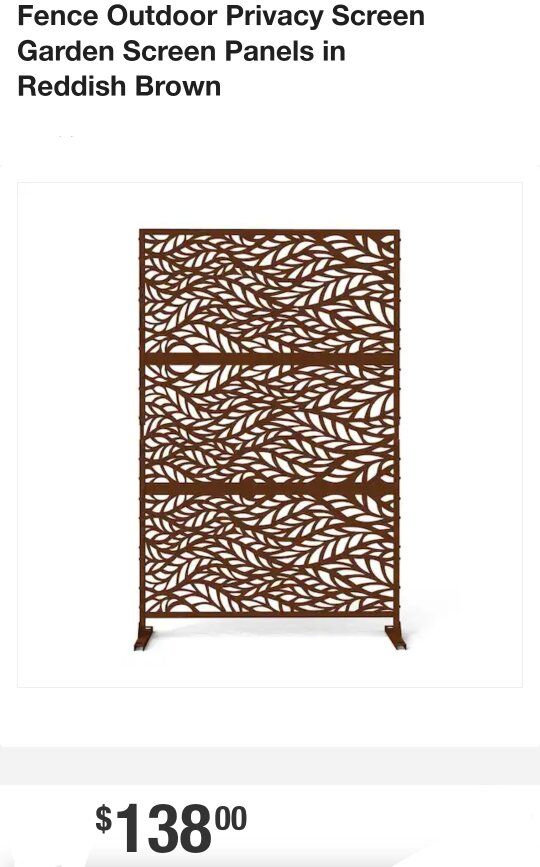 76 in. Galvanized Steel Garden Fence Outdoor Privacy Screen Garden Screen Panels in Brown