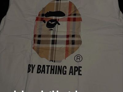 A Bathing Ape BAPE Plaid Ape Head T-Shirt White Men's Large NWT