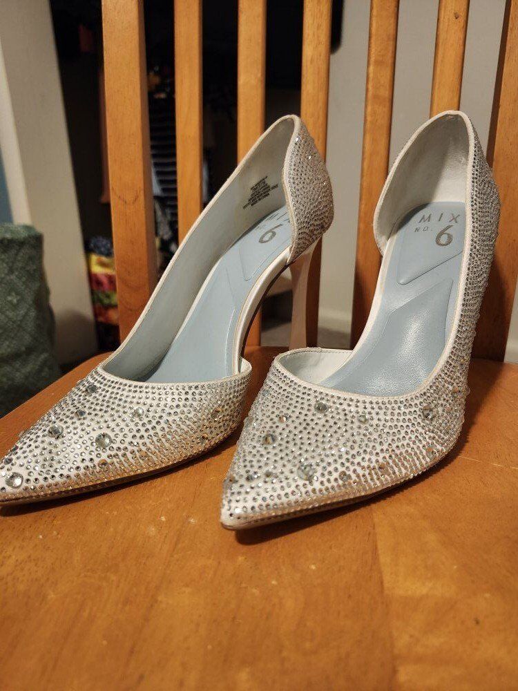 White Rhinestone Pumps