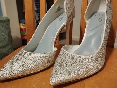 White Rhinestone Pumps
