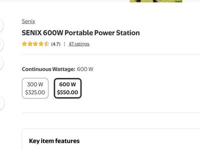 SENIX 600W Portable Power Station w/1200W peak output
