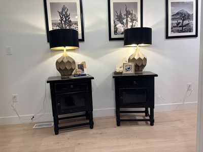 Set Of Two Black Solid Wood, Broyhill End Tables