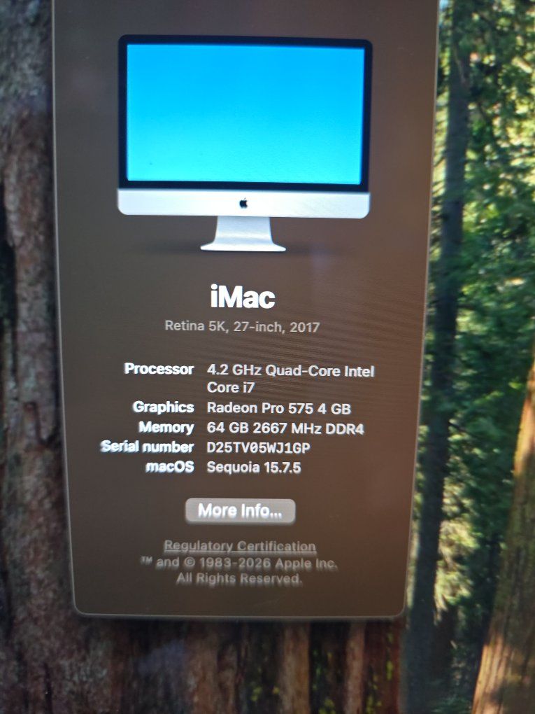 Apple iMac 27-inch Retina 5K 2017 4.2GHz Core i7 64GB RAM 1TB SSD