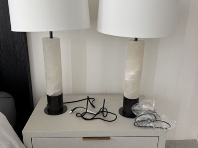 Arteriors Nashik Table Lamp – 2 Designer Marble Lamps - BRAND NEW