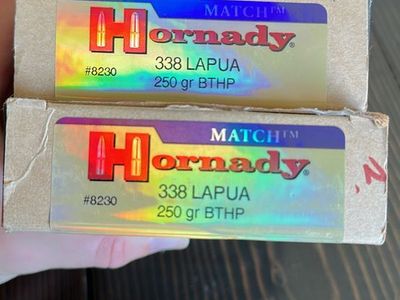 Hornady Match .338 Lapua 250 gr BTHP Ammunition - 40 Rounds