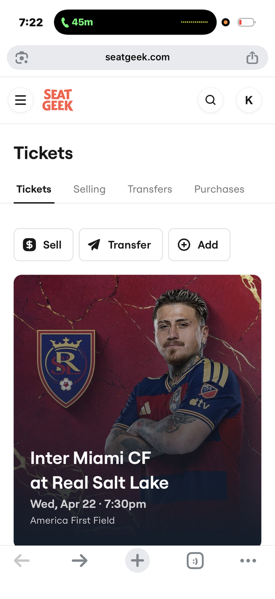 2 RSL MIAMI MESSI standing tickets for sell G7