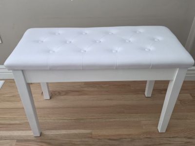 White Faux Leather 2-Person Piano Bench