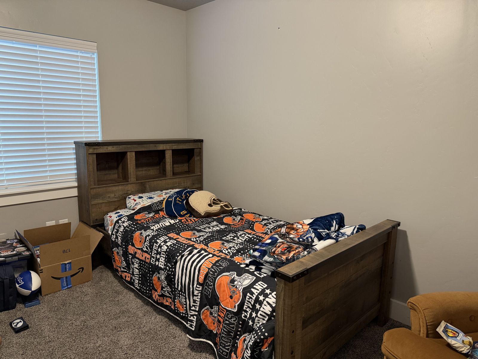 Twin bed with headboard and footboard