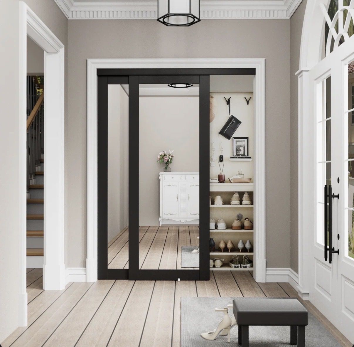 Brand new! 60x80 Modern 𝑩𝒍𝒂𝒄𝒌 Oversized Full Length Mirrors Sliding Closet Doors