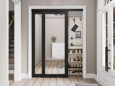 Brand new! 60x80 Modern 𝑩𝒍𝒂𝒄𝒌 Oversized Full Length Mirrors Sliding Closet Doors