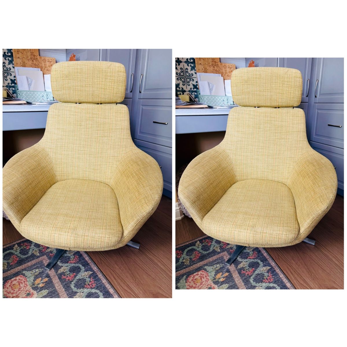 Pair Of MCM inspired Coalesse/Steelcase Bob Lounge/Office Chairs in gold