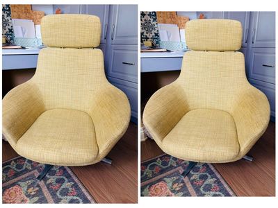 Pair Of MCM inspired Coalesse/Steelcase Bob Lounge/Office Chairs in gold