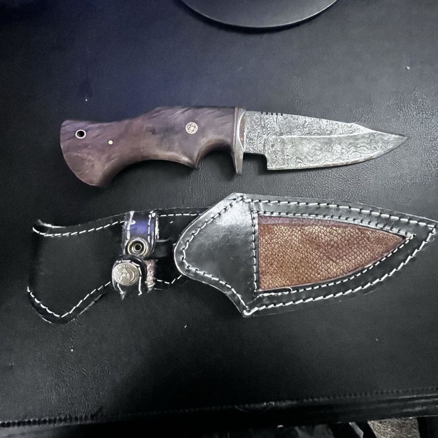 OBO Damascus, knife and sheath