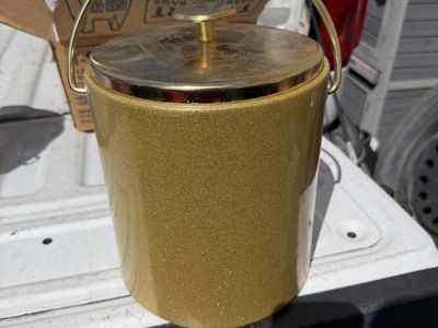 Vintage Gold Glitter Ice Bucket with Lid and Handle
