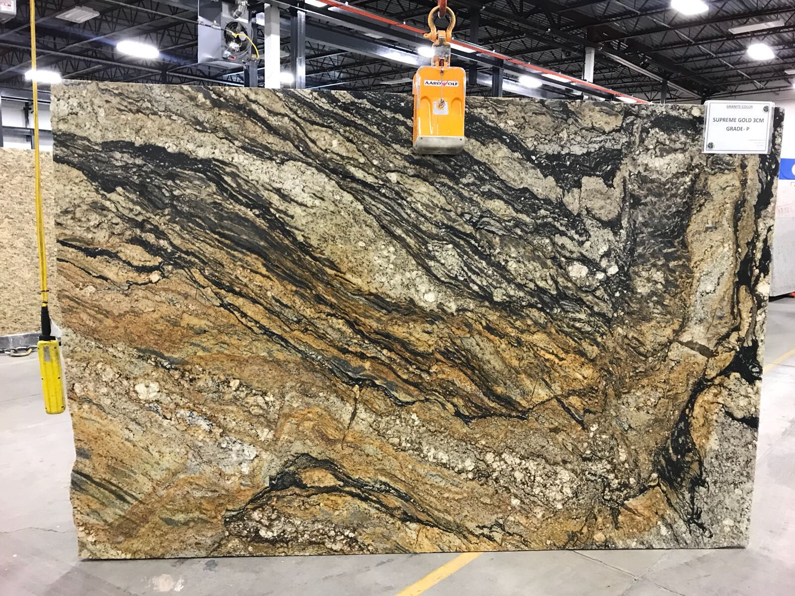 Golden Supreme, 3cm, (124x74) Single Slab, Granite Marble Quartz Quartzite Counters Countertops on Cabinets