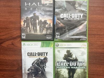 Xbox 360 Video Game Lot of 4 - Halo Reach, Call of Duty Black Ops, Advanced Warfare, Modern Warfare