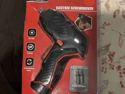 New Tool Bench Platinum Cordless Electric Screwdriver with LED Light & 2 Bits (Batteries Not Included)