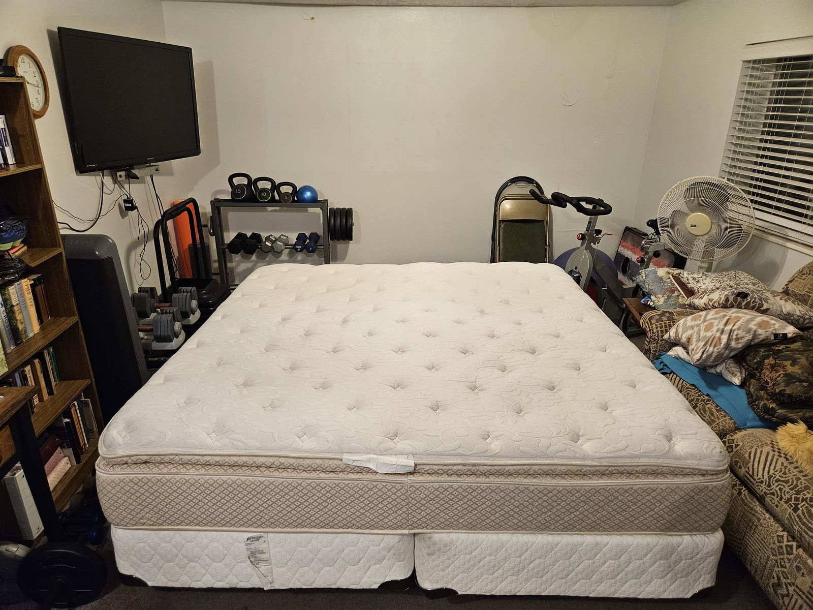 King size pillowtop mattress, box springs, and frame