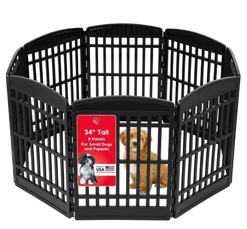 34" 8-Panel Dog Playpen, 63 x 63 x 34, Black