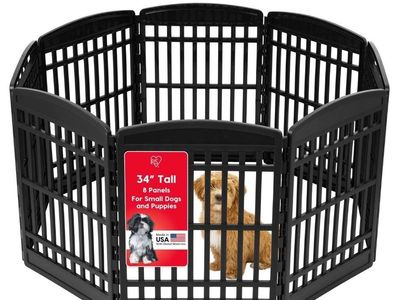 34" 8-Panel Dog Playpen, 63 x 63 x 34, Black