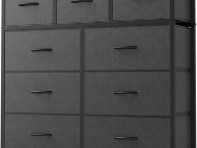 Spacious 9-Drawer Fabric Dresser Storage Tower Organizer for Bedroom, Living Room, Hallway, Closets