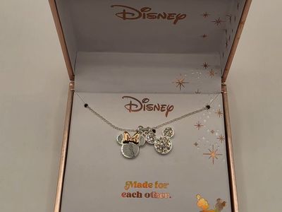 Disney Mickey and Minnie Mouse Fine Silver Plated Necklace