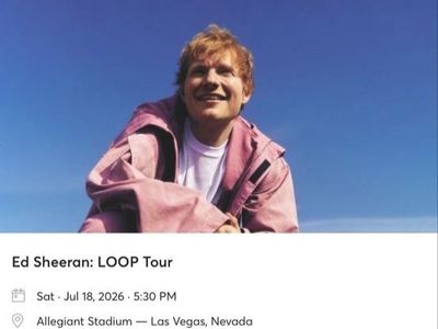 Ed Sheeran Loop Tour Tickets (2) July 18, 2026 in Las Vegas, NV (front section)