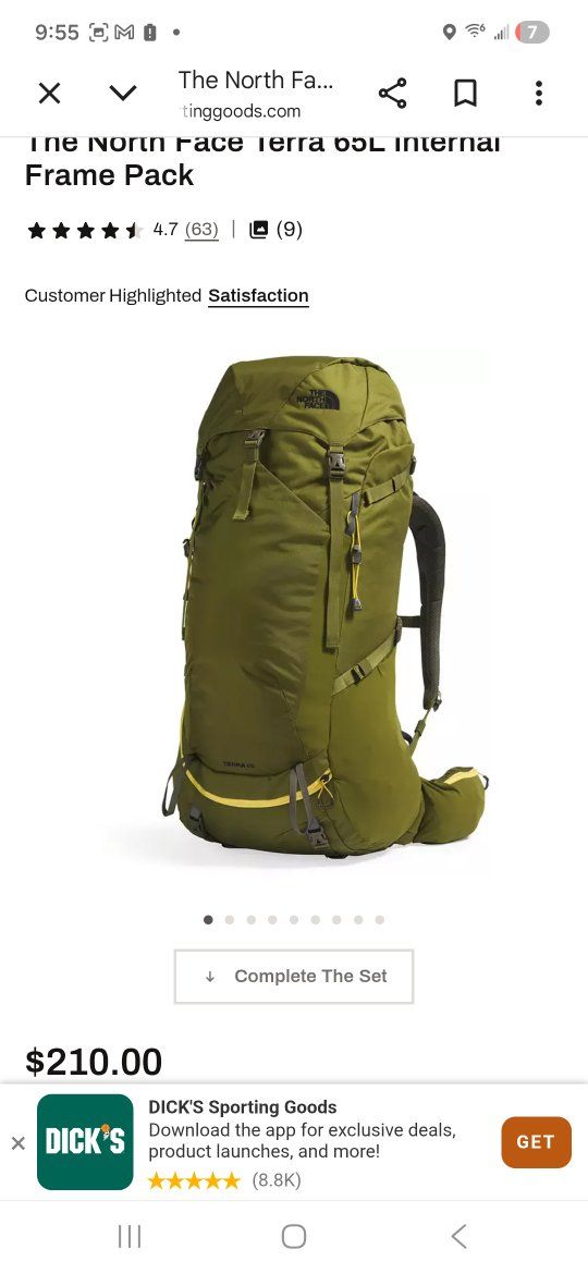 Hiking backpack north face terra 65L