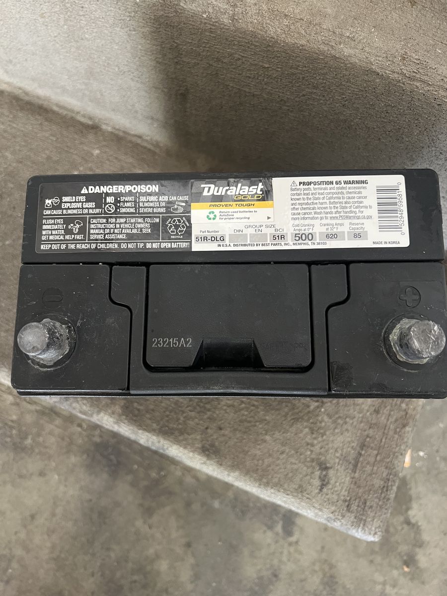 Duralast battery part number 51R working good