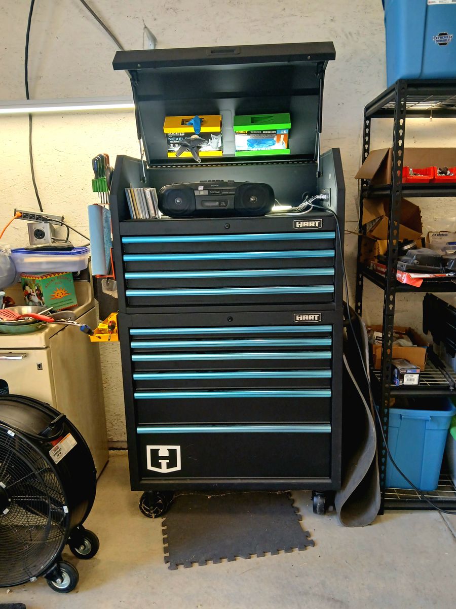 HART 10 Drawer 32 inch Tool Chest & Cabinet Combo with Power Strip & Side Handle