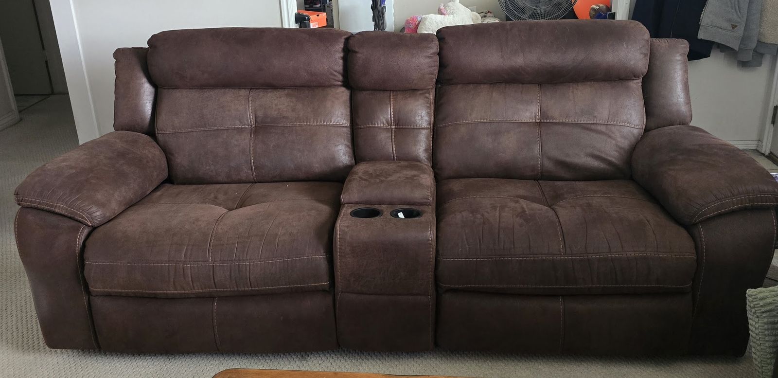 Electric Reclining Sofa & Loveseat Set – Brown – Good Condition
