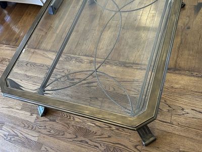 Glass and metal coffee table