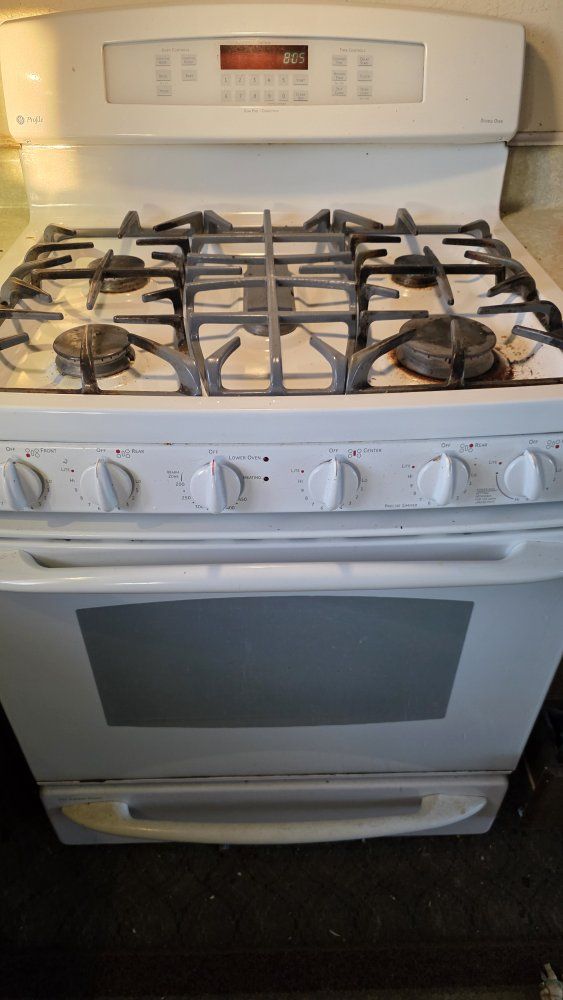 GE Profile White Gas Range Oven - Used