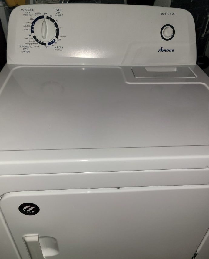 Amana White Electric Dryer - Automatic Dry, Timed Dry, Wrinkle Prevent, High & Low Heat