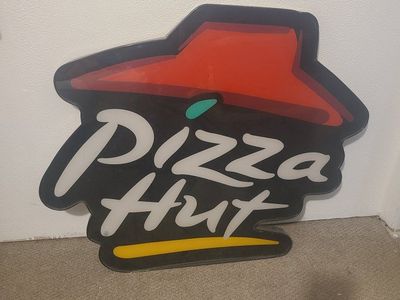 Vintage Pizza Hut Sign - Large Black, Red, White, Yellow Logo Decor