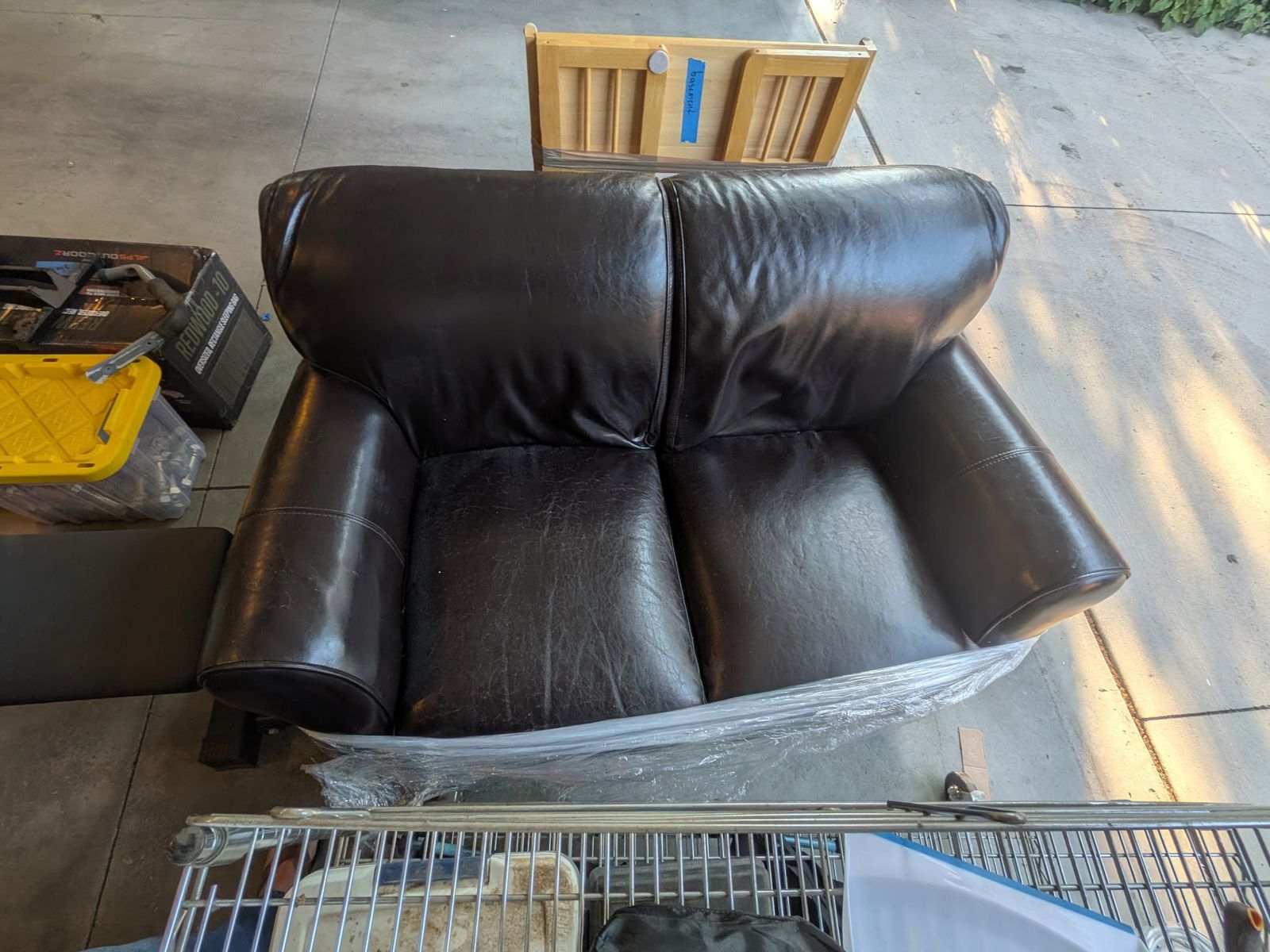 Leather loveseat